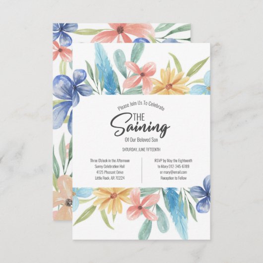 ブライトフローラウィッカベビーサイニング式 招待状 (正面/裏面)