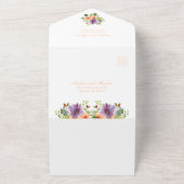 ブライトフローラウォーターカラーパープルピーチ結婚ズ オールインワン招待状 (外側)