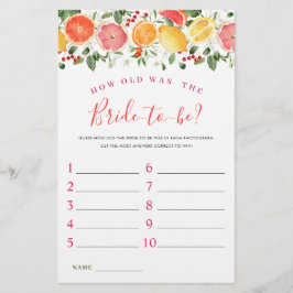 ブライトフローラシトラススライスブライダルシャワーゲーム