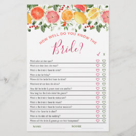 ブライトフローラシトラススライスブライダルシャワーゲーム