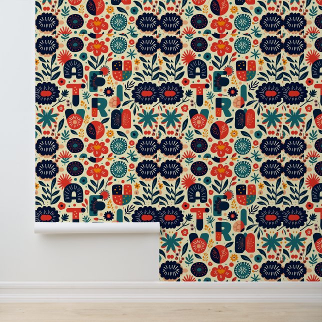 ブライトフローラタイポグラフィアートパターン 壁紙 (アプリケーション)