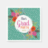 ブライトフローラパーソナライズされたグラードパーティー スタンダードカクテルナプキン (正面)