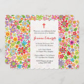 ブライトフローラファーストコミュニオンパーソナライズされた招待状 招待状 (正面/裏面)
