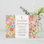 ブライトフローラファーストコミュニオンパーソナライズされた招待状 招待状 (スタンド正面)