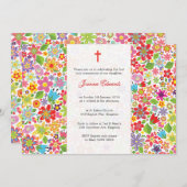 ブライトフローラファーストコミュニオンパーソナライズされた招待状 招待状 (正面/裏面)