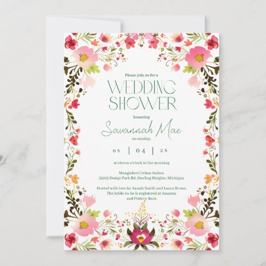 ブライトフローラブライダルシャワー招待状 | ガーデンスタイル 招待状 (正面)