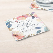 ブライトフローラブライダルシャワー紙コースター スクエアペーパーコースター (アングル)