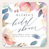 ブライトフローラブライダルシャワー紙コースター スクエアペーパーコースター (正面)