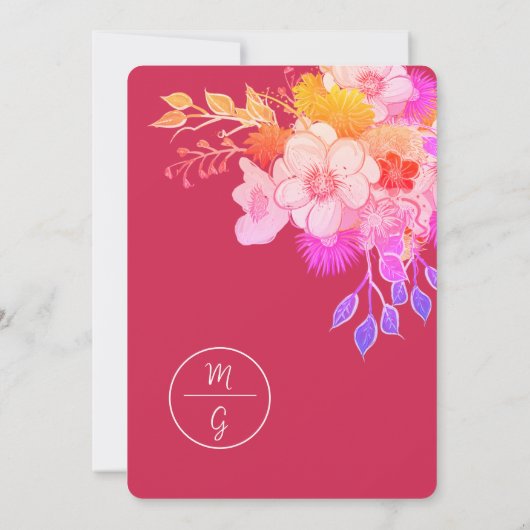 ブライトフローラマゼンタ結婚式招待状 招待状 (裏面)