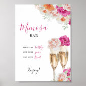 ブライトフローラミモサバーブライダルシャワーテーブル記号 ポスター (正面)