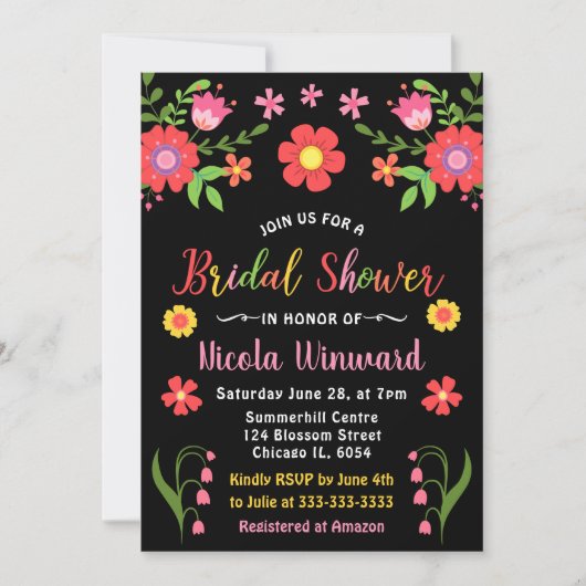 ブライトフローラメキシカンフィエスタブライダルシャワー 招待状 (正面)