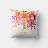 ブライトフローラロマンチック名前をカスタムする クッション (正面)