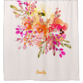 ブライトフローラロマンチック名前をカスタムする シャワーカーテン (正面)