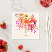 ブライトフローラロマンチック名前をカスタムする スタンダードカクテルナプキン (インサイチュ)