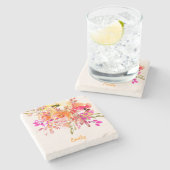 ブライトフローラロマンチック名前をカスタムする ストーンコースター (横)