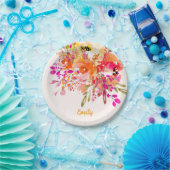 ブライトフローラロマンチック名前をカスタムする ペーパープレート (パーティー)