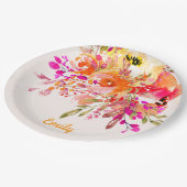 ブライトフローラロマンチック名前をカスタムする ペーパープレート (アングル)