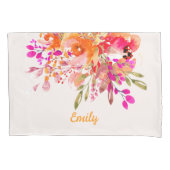 ブライトフローラロマンチック名前をカスタムする 枕カバー (正面)
