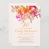 ブライトフローラロマンチック80thバースデーパーティー 招待状 (正面/裏面)
