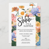 ブライトフローラワイルドフラワーサプライズ誕生日 招待状 (正面/裏面)