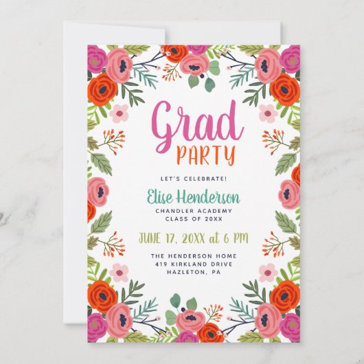 ブライトフローラ写真卒業パーティー招待状 招待状 (裏面)