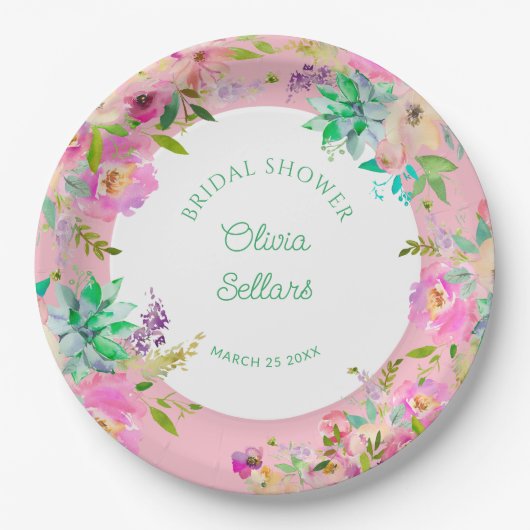ブライトフローラ大量ブライダルシャワー ペーパープレート (正面)