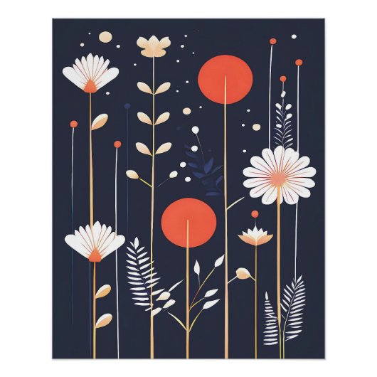 ブライトフローラ抽象芸術アート ポスター (正面)