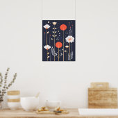 ブライトフローラ抽象芸術アート ポスター (キッチン)