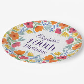 ブライトフローラ100誕生日 ペーパープレート (アングル)