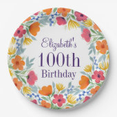 ブライトフローラ100誕生日 ペーパープレート (正面)