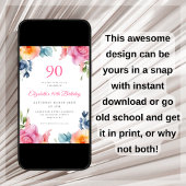 ブライトフローラ90番目の誕生日招待状 招待状