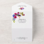 ブライトブルゴーニュフローラモノグラムエレガントな結婚式 オールインワン招待状 (外側)