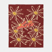 ブライトブルゴーニュレッドフローラ フリースブランケット (正面)
