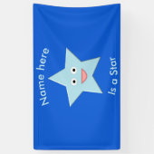 ブライトブルーお祝いスターカスタムバナー 横断幕 (縦)