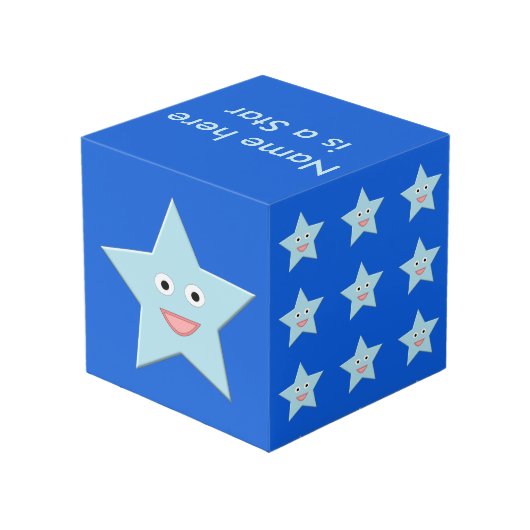 ブライトブルーお祝いスターカスタムフォトキューブ フォトキューブ (裏面アングル)