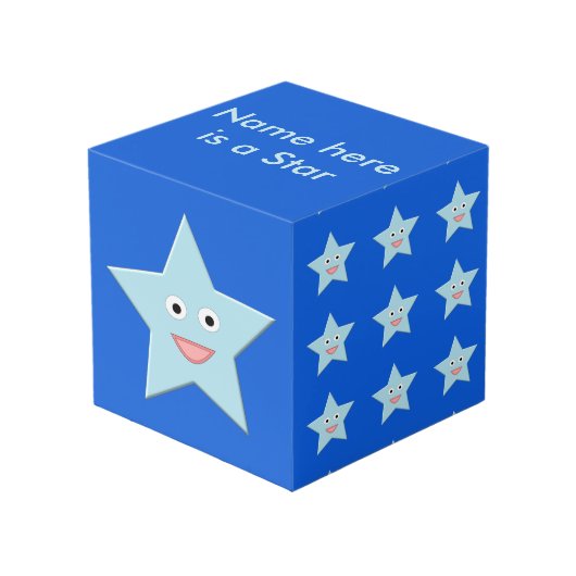ブライトブルーお祝いスターカスタムフォトキューブ フォトキューブ (正面アングル)