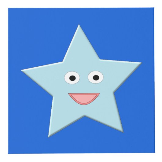 ブライトブルーお祝いスターカスタムフォトキューブ フォトキューブ (正面)