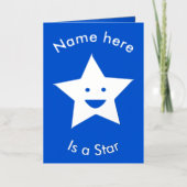 ブライトブルーお祝いスターカスタム 箔グリーティングカード (正面)
