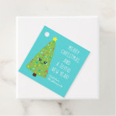 ブライトブルーかわいいクリスマスツリーメリークリスマスプレゼント フェイバータグ (インサイチュ)