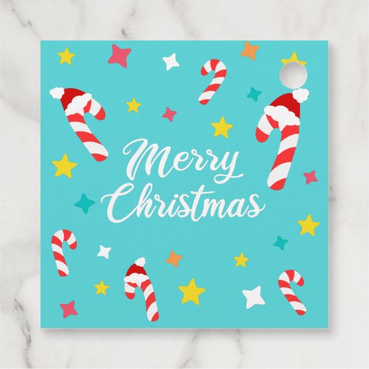 ブライトブルーかわいいクリスマスツリーメリークリスマスプレゼント フェイバータグ (裏面)