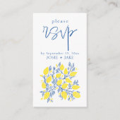 ブライトブルーとイエローレモンつる植物rsvp エンクロージャーカード (正面)