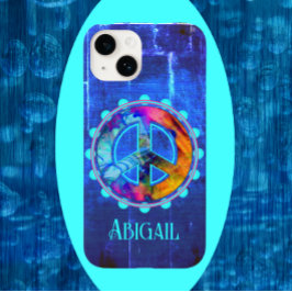 ブライトブルーカッコいいブラストカラフルピースサイン Case-Mate iPhone 14ケース