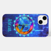 ブライトブルーカッコいいブラストカラフルピースサイン Case-Mate iPhoneケース (裏面 (横))