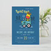 ブライトブルーキレーインファームトラクターボーイズ誕生日 招待状 (スタンド正面)