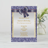 ブライトブルーグリッターレッドブルーボウ 招待状 (スタンド正面)