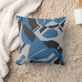 ブライトブルーグレーブラックはっきりした対角線アート抽象芸術 クッション (ブランケット)