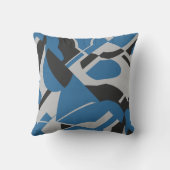 ブライトブルーグレーブラックはっきりした対角線アート抽象芸術 クッション (裏面)