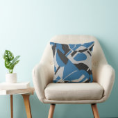 ブライトブルーグレーブラックはっきりした対角線アート抽象芸術 クッション (椅子)