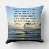 ブライトブルージョン3:16海写真デザイン クッション (裏面)