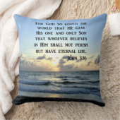 ブライトブルージョン3:16海写真デザイン クッション (ブランケット)